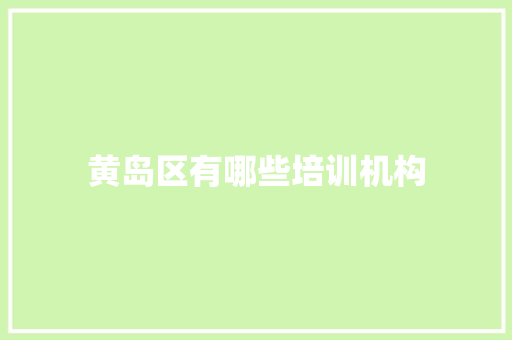 黄岛区有哪些培训机构