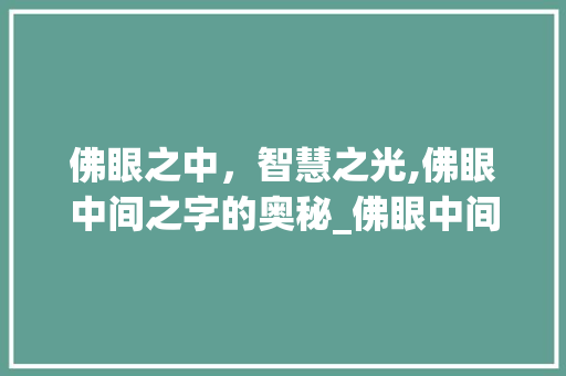 佛眼之中，智慧之光,佛眼中间之字的奥秘_佛眼中间的字是什么意思