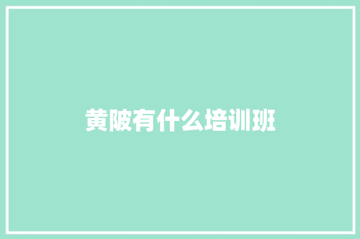 黄陂有什么培训班