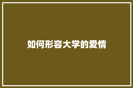 如何形容大学的爱情