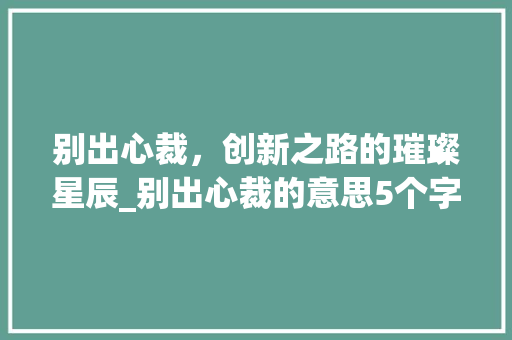 别出心裁，创新之路的璀璨星辰_别出心裁的意思5个字