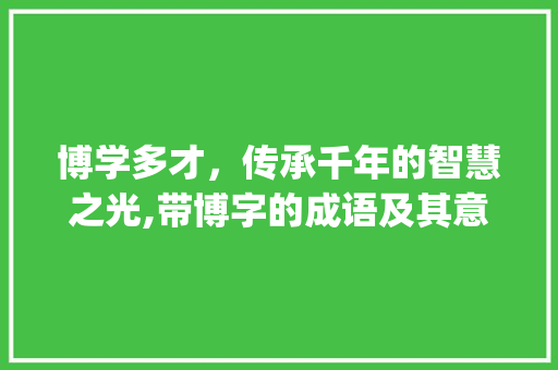 博学多才，传承千年的智慧之光,带博字的成语及其意义解读_带博字的成语解释及意思