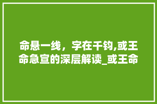 命悬一线，字在千钧,或王命急宣的深层解读_或王命急宣或字的意思