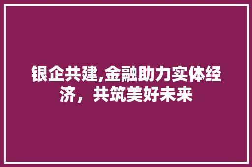 银企共建,金融助力实体经济，共筑美好未来