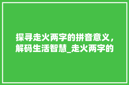 探寻走火两字的拼音意义，解码生活智慧_走火两字的拼音是什么意思