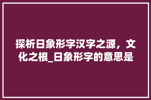 探析日象形字汉字之源，文化之根_日象形字的意思是什么呢