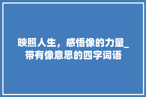 映照人生，感悟像的力量_带有像意思的四字词语