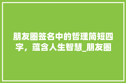 朋友圈签名中的哲理简短四字，蕴含人生智慧_朋友圈签名4字的意思是