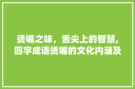 烫嘴之味，舌尖上的智慧,四字成语烫嘴的文化内涵及生活启示_意思是烫嘴的四字成语