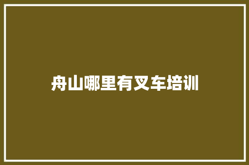 舟山哪里有叉车培训