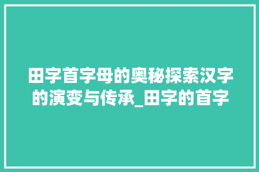 田字首字母的奥秘探索汉字的演变与传承_田字的首字母是啥意思