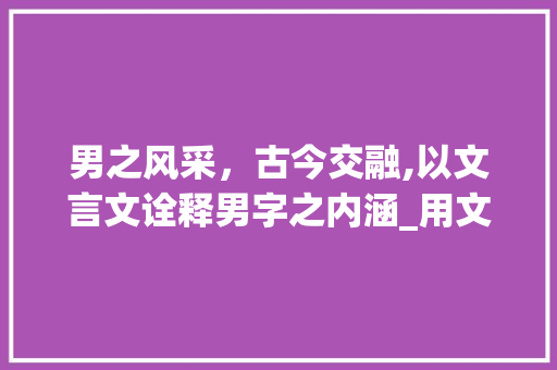 男之风采，古今交融,以文言文诠释男字之内涵_用文言文表达男字的意思