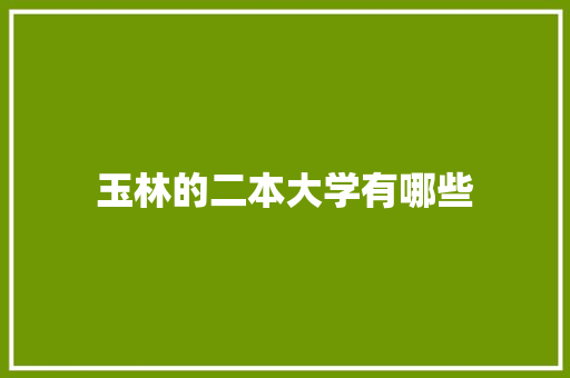 玉林的二本大学有哪些