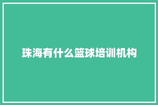 珠海有什么篮球培训机构