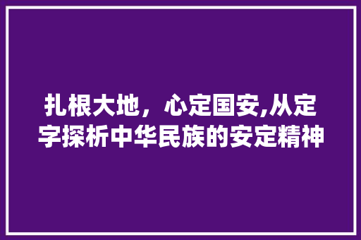 扎根大地，心定国安,从定字探析中华民族的安定精神_什么字有安定下来的意思