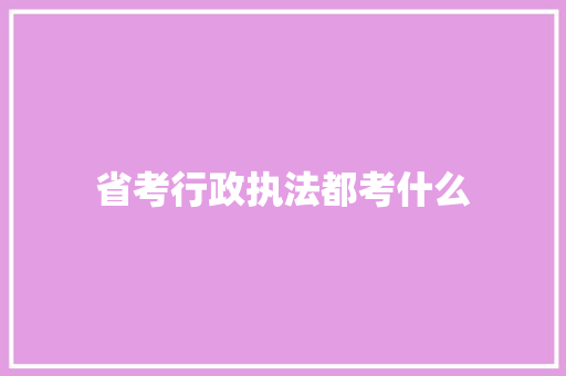 省考行政执法都考什么