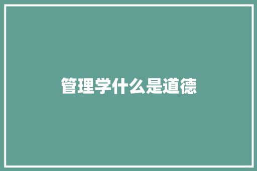 管理学什么是道德