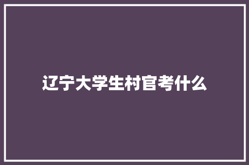 辽宁大学生村官考什么