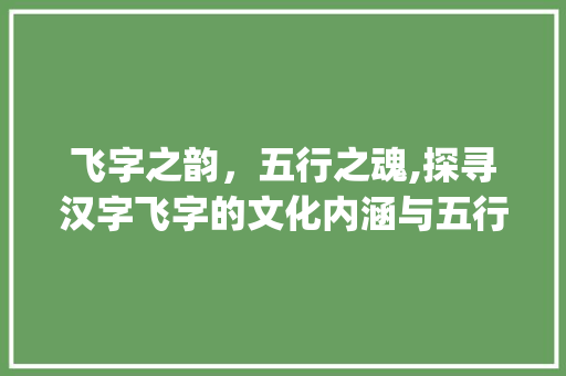 飞字之韵，五行之魂,探寻汉字飞字的文化内涵与五行属_飞字的意思和五行属