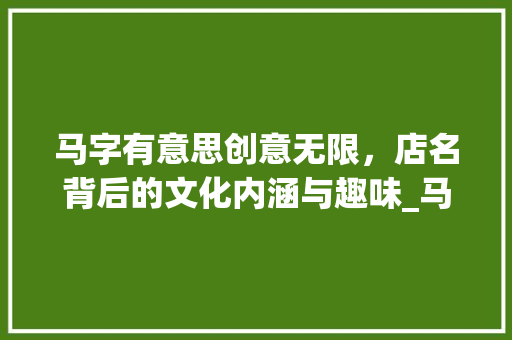 马字有意思创意无限，店名背后的文化内涵与趣味_马字有意思的店名有哪些