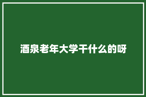 酒泉老年大学干什么的呀