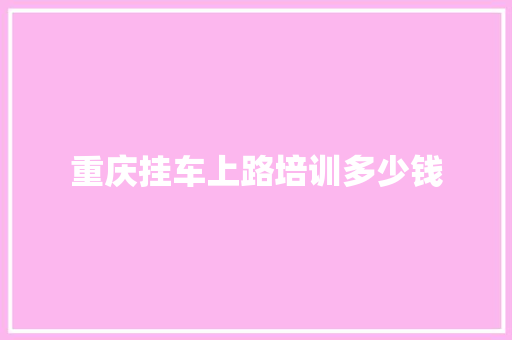 重庆挂车上路培训多少钱