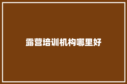 露营培训机构哪里好