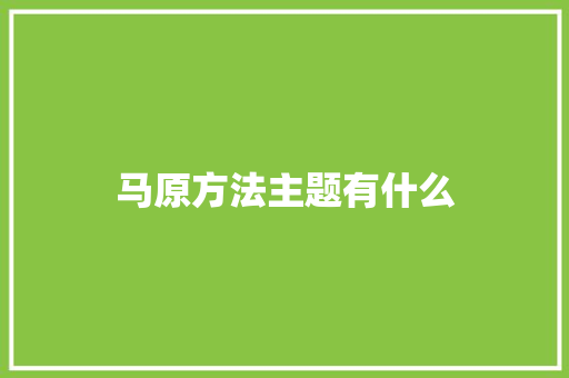 马原方法主题有什么