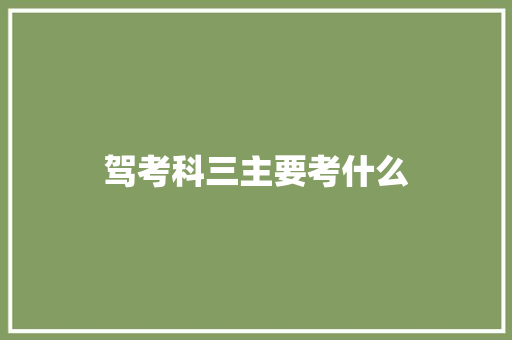 驾考科三主要考什么