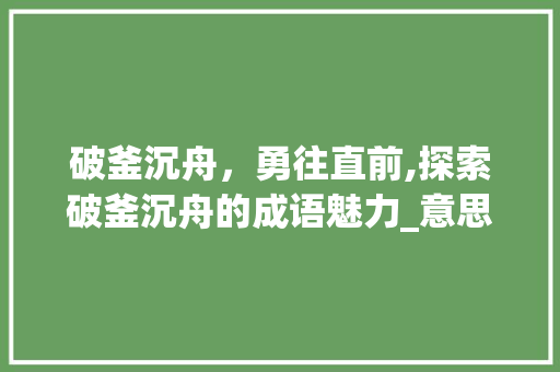 破釜沉舟，勇往直前,探索破釜沉舟的成语魅力_意思只有四个字的成语