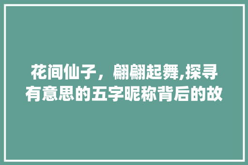 花间仙子，翩翩起舞,探寻有意思的五字昵称背后的故事_有意思的五字昵称女