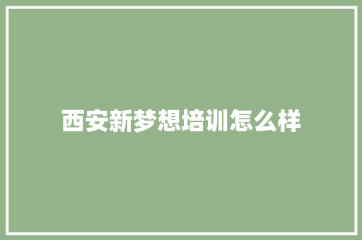 西安新梦想培训怎么样