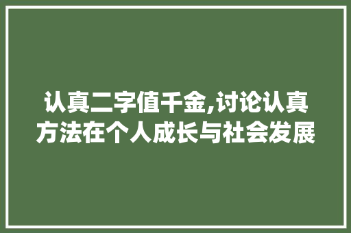 认真二字值千金,讨论认真方法在个人成长与社会发展中的价值_认真二字值千金的意思