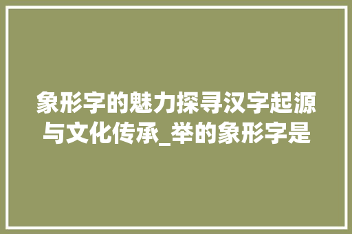 象形字的魅力探寻汉字起源与文化传承_举的象形字是什么意思