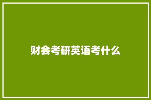 财会考研英语考什么