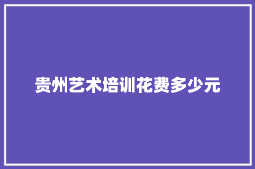 贵州艺术培训花费多少元