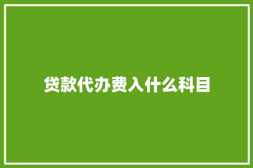 贷款代办费入什么科目