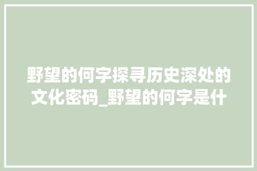 野望的何字探寻历史深处的文化密码_野望的何字是什么意思
