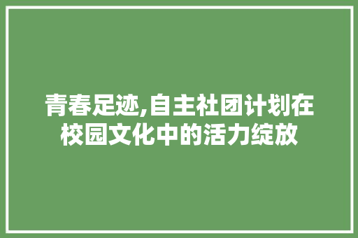 青春足迹,自主社团计划在校园文化中的活力绽放