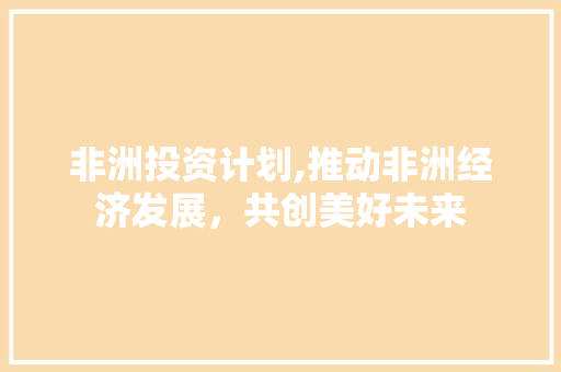 非洲投资计划,推动非洲经济发展，共创美好未来