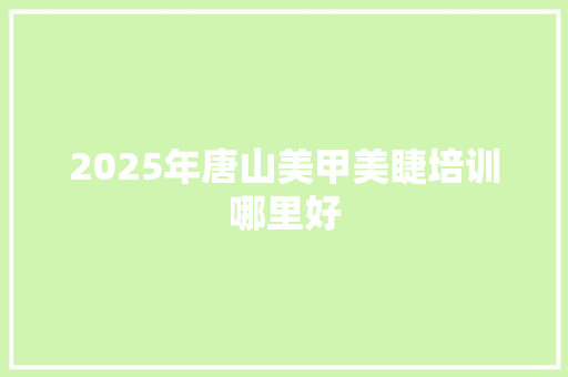 2025年唐山美甲美睫培训哪里好