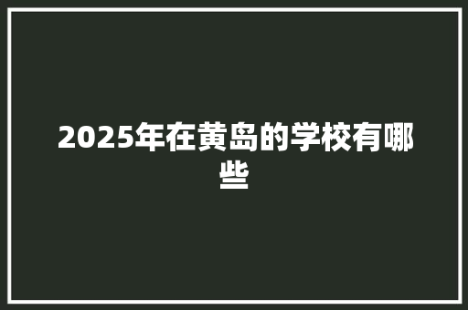 2025年在黄岛的学校有哪些