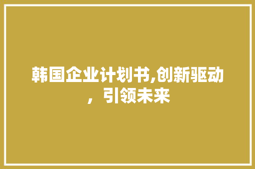 韩国企业计划书,创新驱动，引领未来