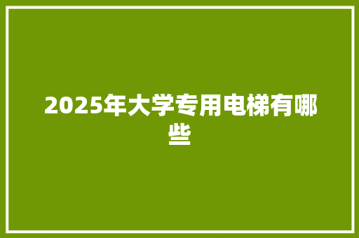 2025年大学专用电梯有哪些