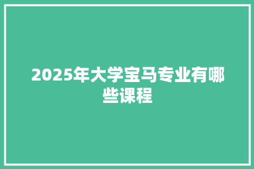 2025年大学宝马专业有哪些课程