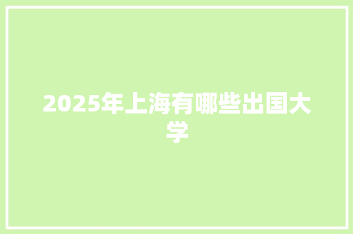 2025年上海有哪些出国大学