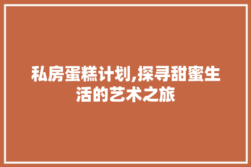 私房蛋糕计划,探寻甜蜜生活的艺术之旅