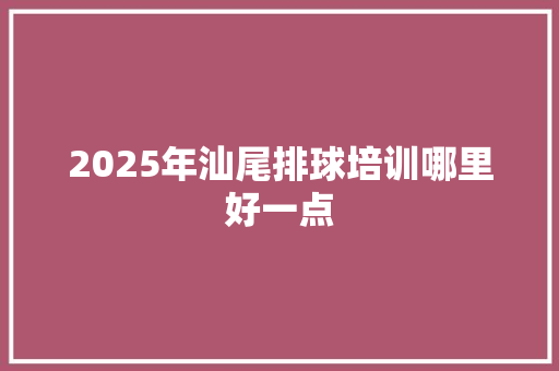 2025年汕尾排球培训哪里好一点