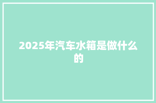2025年汽车水箱是做什么的