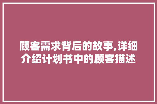 顾客需求背后的故事,详细介绍计划书中的顾客描述